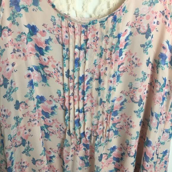 Love Reign Floral Lace Back Mini Dress Pink Large - Picture 4 of 13